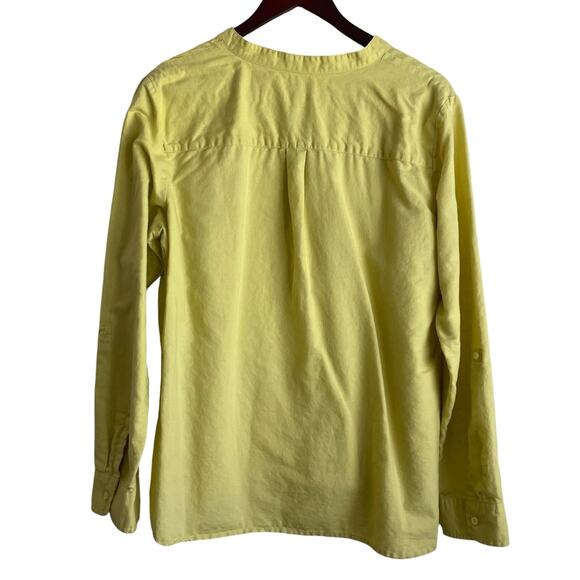 Talbots Women Top L Chartreuse Linen Cotton Sustainable Office Preppy Coastal - Picture 3 of 9